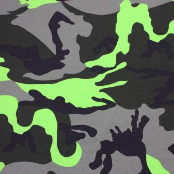 Bilde av Jersey Stoff - Camo Limegrnn